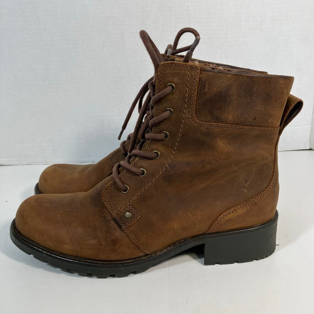 Clarks Sz 10 Orinoco Spice Lace-up Combat Boots 6-Eye Brown Nubuck Leather